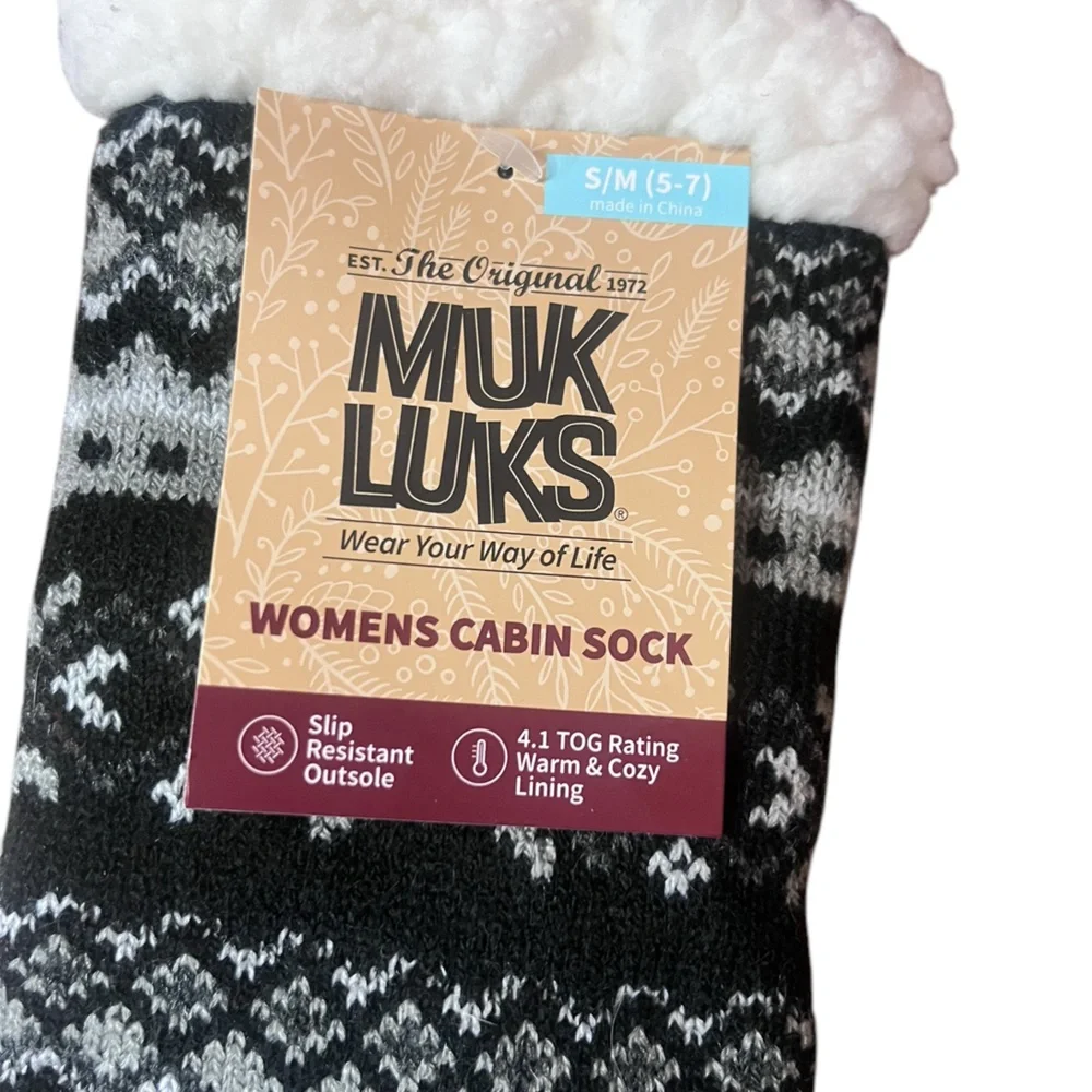 Muk Luks fuzzy soft long slip resistant socks